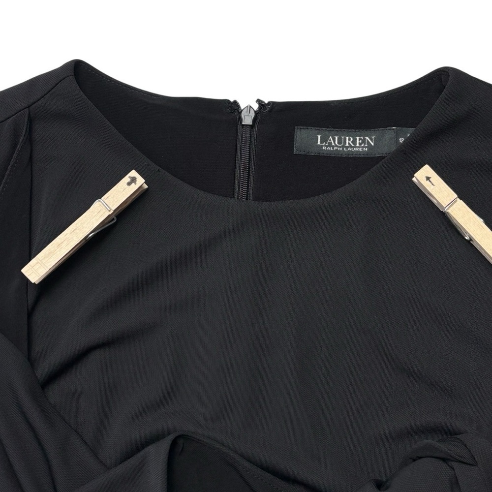 Ralph Lauren Black Label Matte Stretch Jersey Dress Size 12 Black Lined *READ - Picture 7 of 14